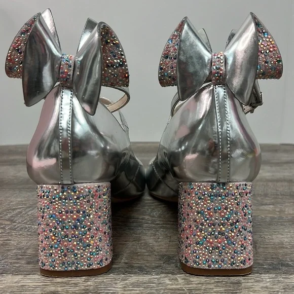 Sophia Webster Lilia Mid Mary Jane Silver Heels – Crystal Bow Block Heel – 39 - Picture 5 of 16